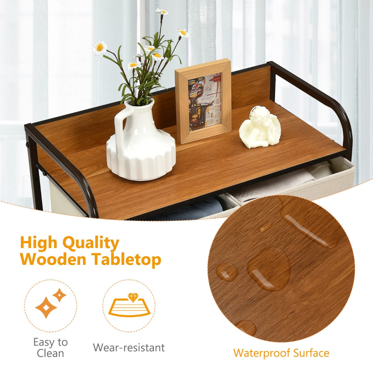 LIVSK Ladenkast met 5 Inklapbare Lades - Stevig Stalen Frame - Waterdicht MDF-Blad - Modern Ontwerp - 58 x 29 x 99,5 cm