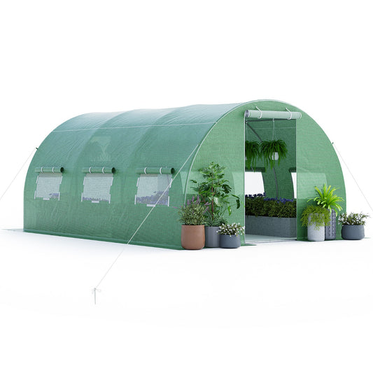LIVSK Loopbare Foliekas 4 x 3 x 2m - 12m² Kweekhuis - Duurzaam PE - Stabiel Verzinkt IJzer - Goede Ventilatie - Groen
