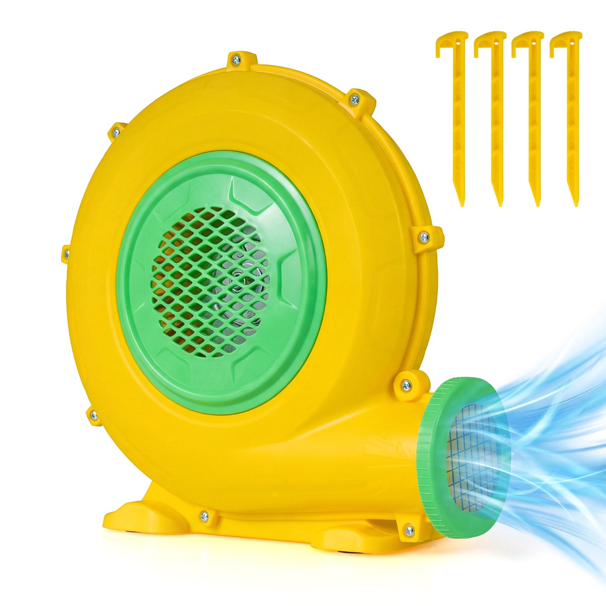 LIVSK Luchtblazer - 550 W Motor - Vlamvertragend PP-Materiaal - Grondankers en Antislipvoeten - Compact en Lichtgewicht - Geel