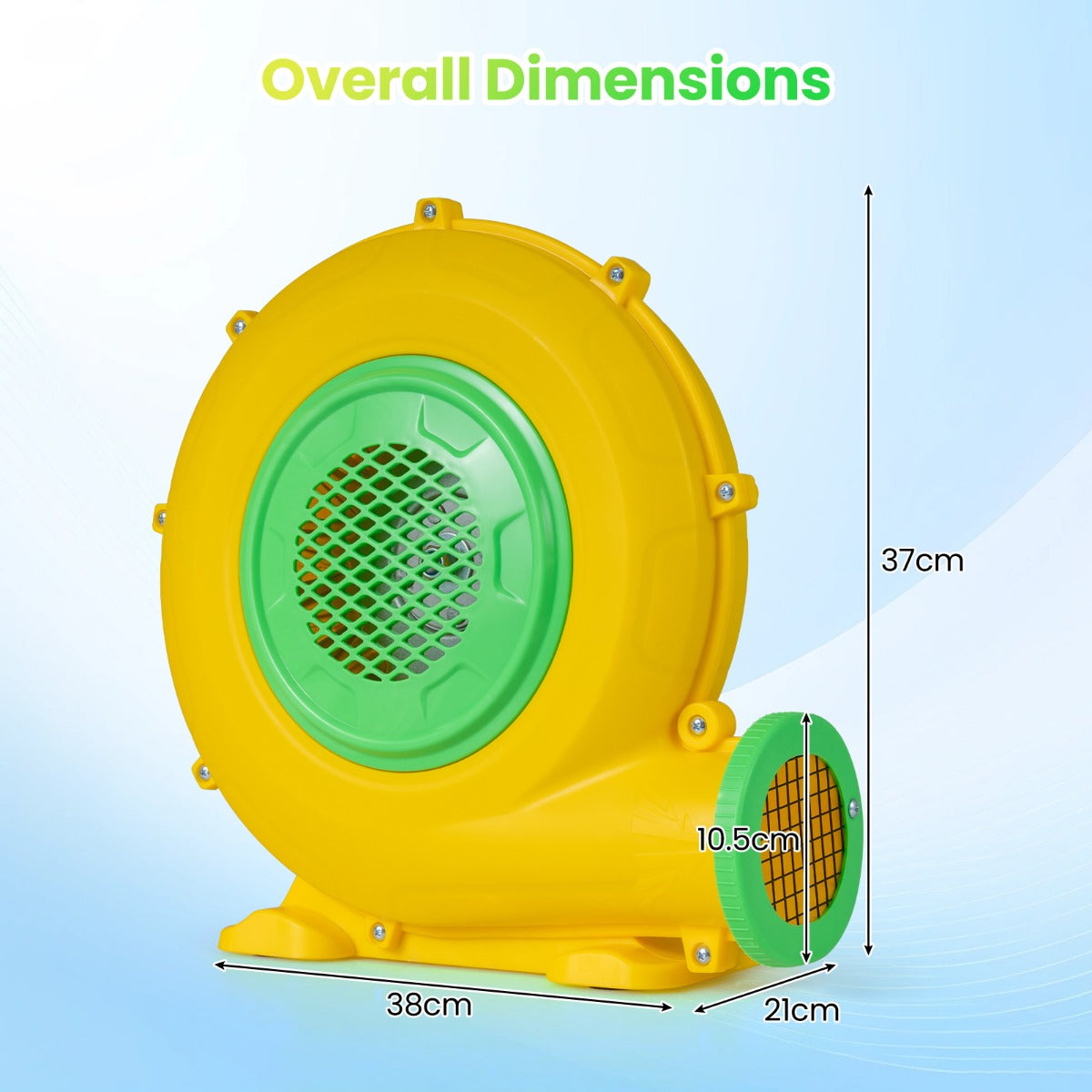 LIVSK Luchtblazer - 550 W Motor - Vlamvertragend PP-Materiaal - Grondankers en Antislipvoeten - Compact en Lichtgewicht - Geel