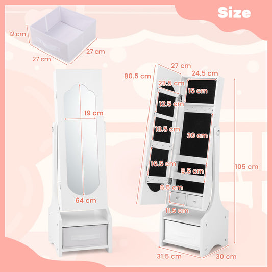 LIVSK Make-uptafel Set voor Kinderen - Verlichte Acrylspiegel - 3-in-1 Ontwerp - Opbergplank en Lade - Wit