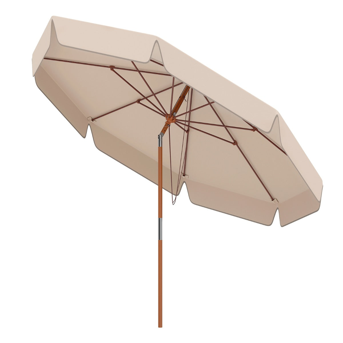 LIVSK Markttafelparasol - 300 cm Diameter - Hoogwaardig Polyester - Kantelmechanisme - Stabiliteit met Houten Stok - Beige