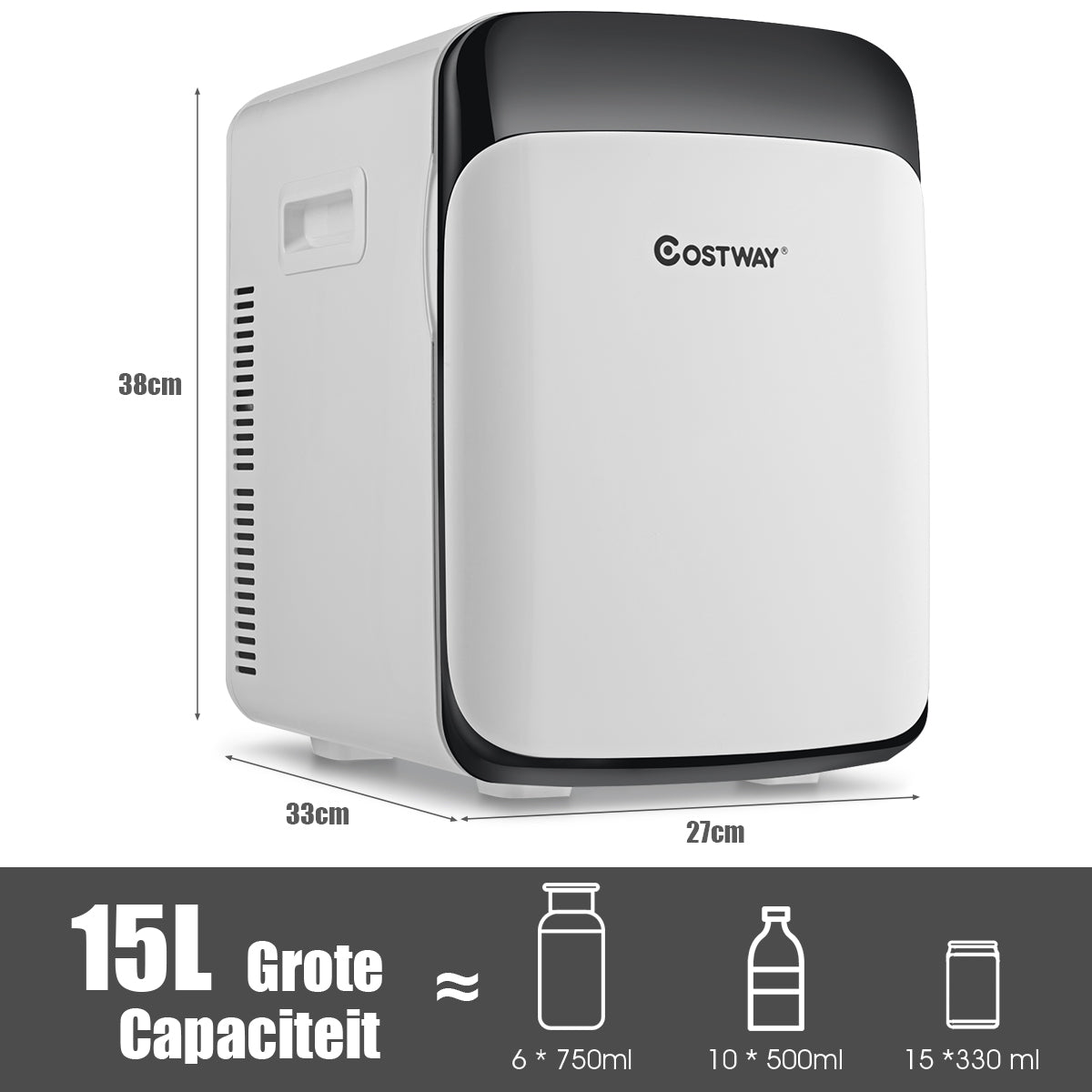 LIVSK Mini Thermo-Elektrische Koelkast - 15L Capaciteit - Koelen tot -3℃ - Stil en Lichtgewicht - Wit