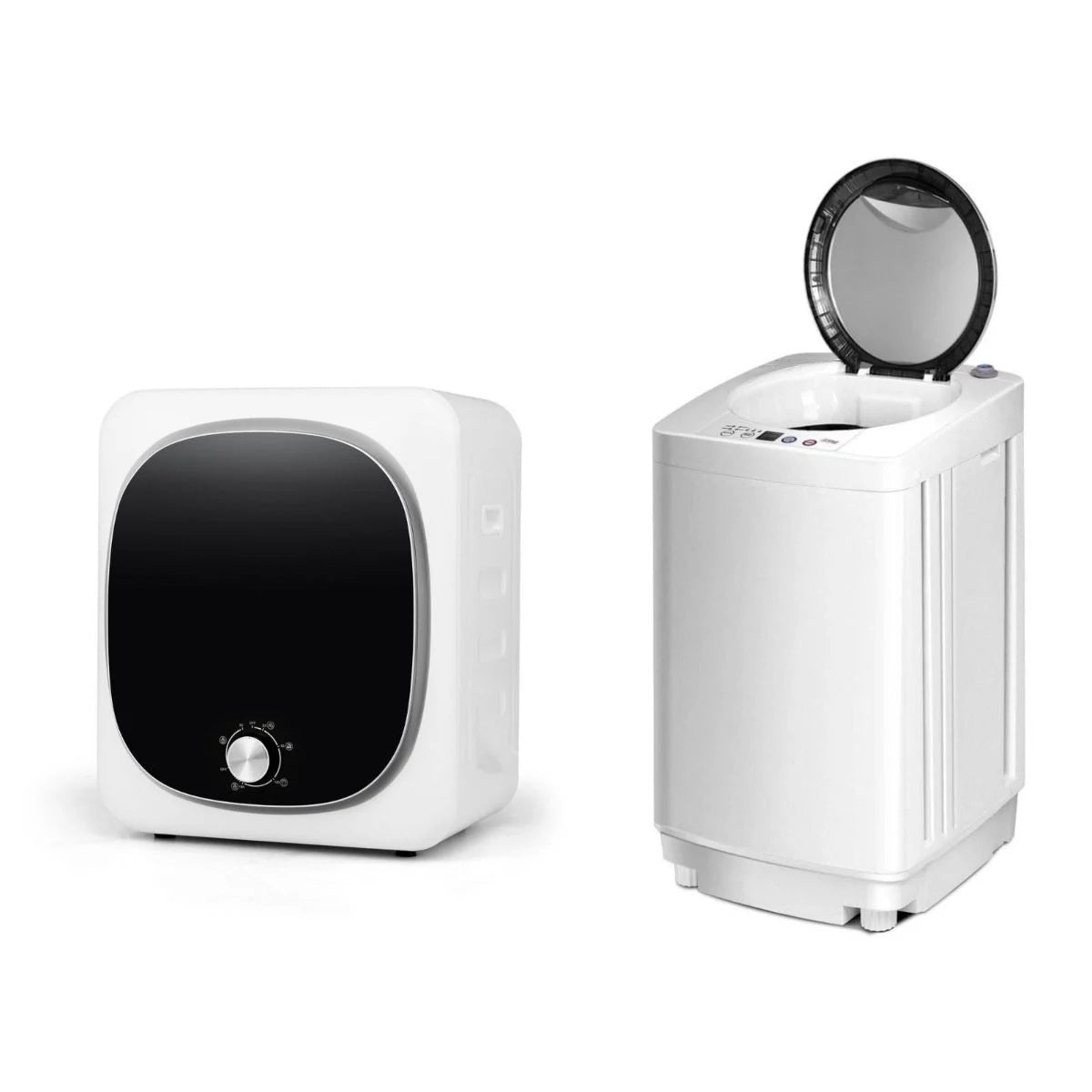 LIVSK Mini-wasmachine en Wasdroger Set - Volautomatisch - 7 Wasprogramma's - Capaciteit 3,5 kg - Compact Ontwerp - Wit