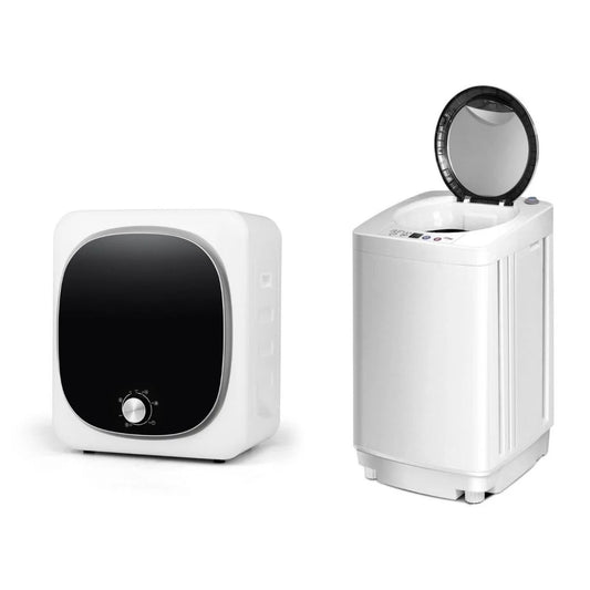 LIVSK Mini-wasmachine en Wasdroger Set - Volautomatisch - 7 Wasprogramma's - Capaciteit 3,5 kg - Compact Ontwerp - Wit