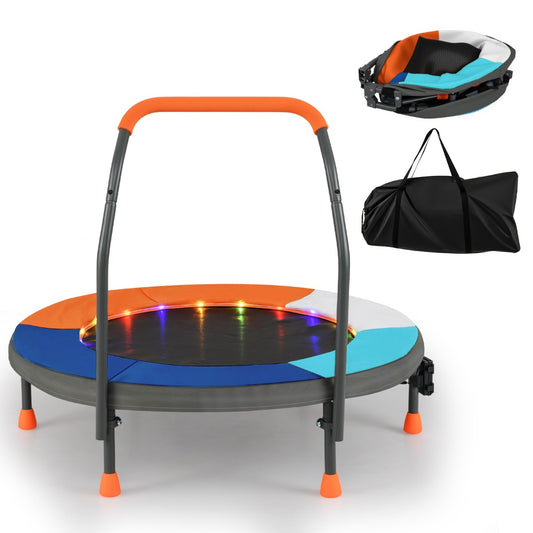 LIVSK Minitrampoline - Veerloos Ontwerp - LED Verlichting - Opvouwbaar en Draagbaar - Voor Kinderen van 3 tot 5 Jaar - Multicolor