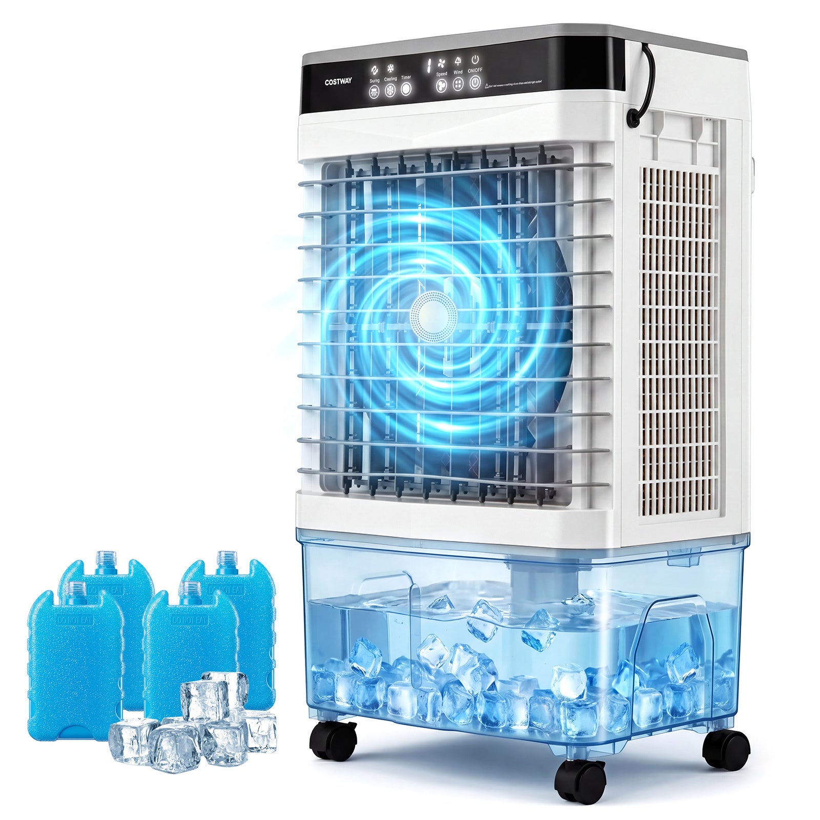 LIVSK Mobiele Airconditioner - 3-in-1 Functie - Extra Grote Watertank - Verplaatsbaar met Zwenkwielen - Wit + Grijs