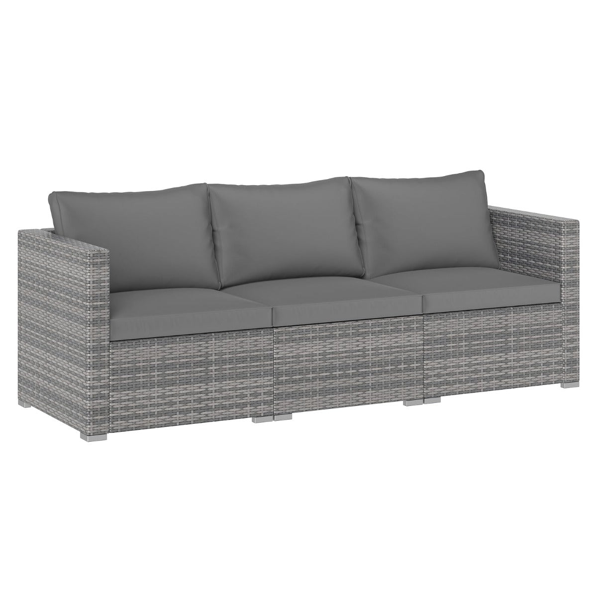 LIVSK Modulaire Terrasbankstel - Handgeweven PE-Rotan - Zachte Schuimkussens - Flexibele Configuratie - Gemêleerd Grijs