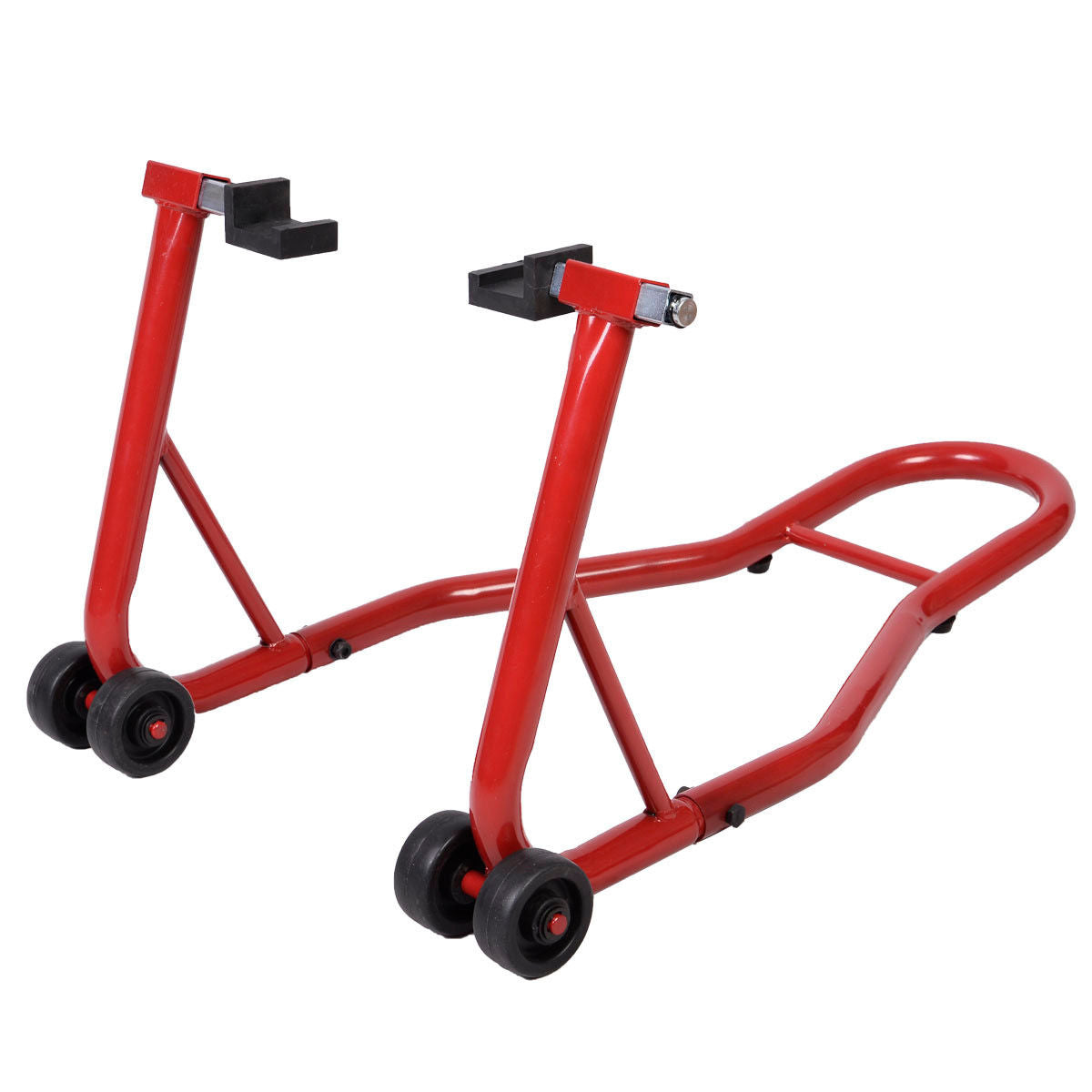 LIVSK Motorfietsstandaard - Verstelbare Hoogte 71-86 cm - Stevig Staal - Vier Wielen voor Stabiliteit - Zwart en Rood