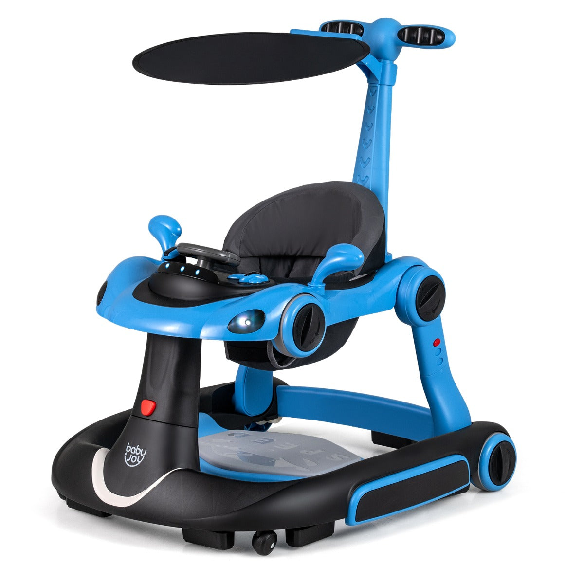 LIVSK Multifunctionele Babywalker - 7-in-1 Ontwerp - Verstelbare Hoogte en Snelheid - Veiligheidsfuncties - Zwart+Rood