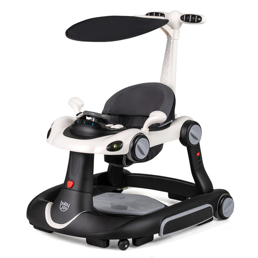 LIVSK Multifunctionele Babywalker - 7-in-1 Ontwerp - Verstelbare Hoogte - Interactief Speelplatform - Zwart en Rood