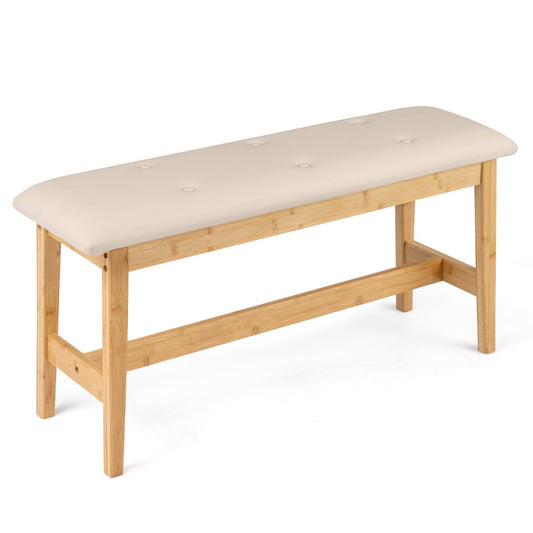 LIVSK Multifunctionele Bank - Onderhoudsvriendelijk Kunstleer - Bamboe Frame - Draagvermogen 200 kg - Beige + Naturel