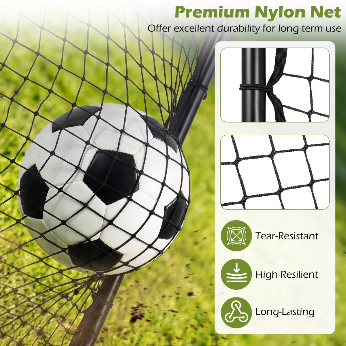 LIVSK Multisport Reboundnet - Verstelbare Hoeken - Scheurvast Nylon - Robuuste Metalen Constructie - Opvouwbaar - Zwart