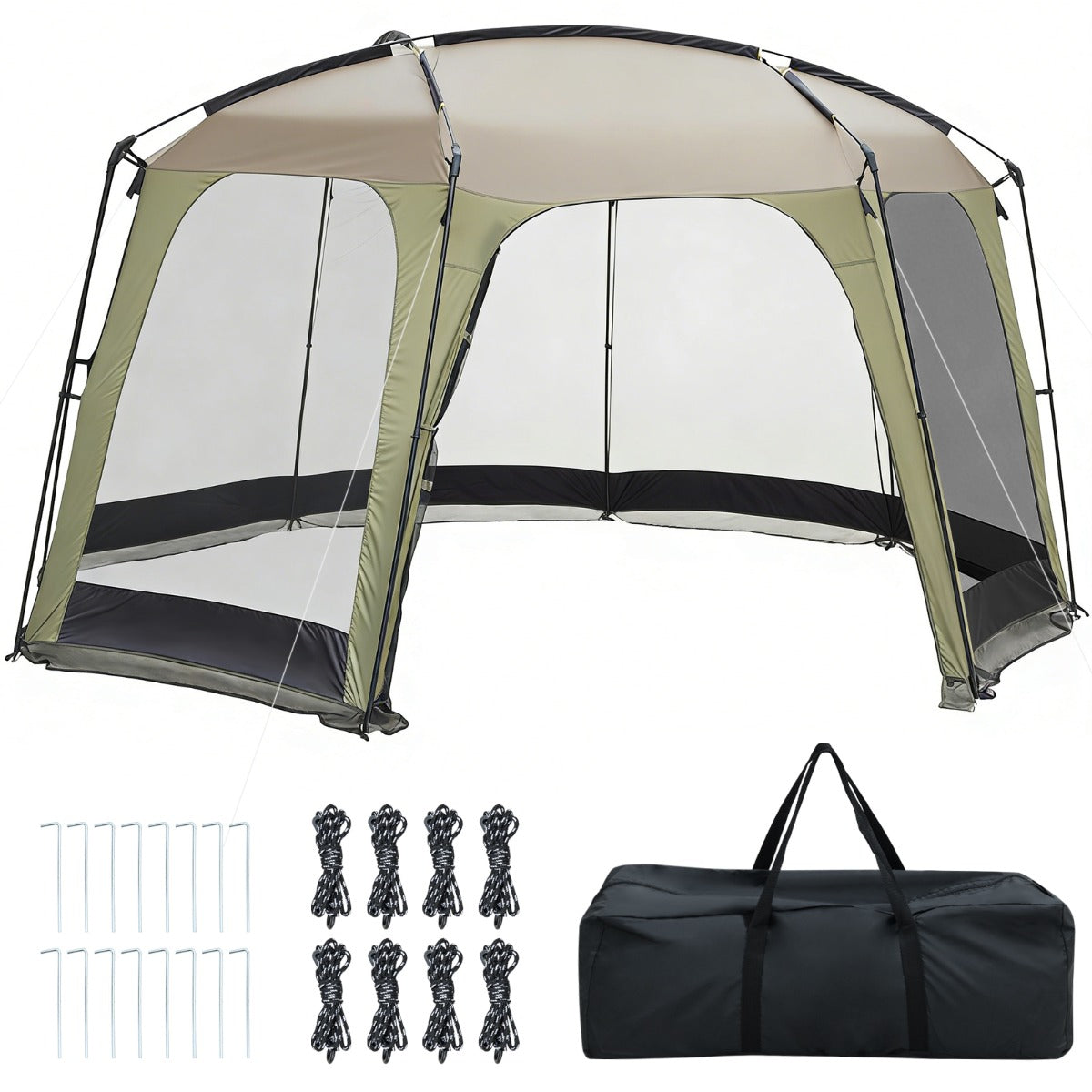 LIVSK Muskietent - Ruimte voor 6-8 Personen - Optimale Ventilatie met Gaaswanden - Snelle Montage - Groen + Zwart