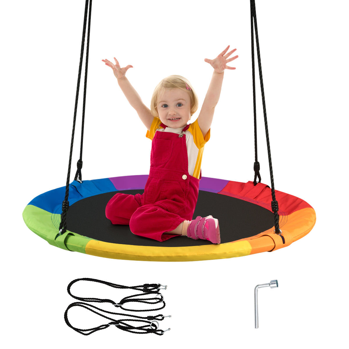 LIVSK Nestschommel - Verstelbare Hoogte 100-180 cm - Stalen Frame - Weerbestendig - Draagvermogen 150 kg - Veelkleurig