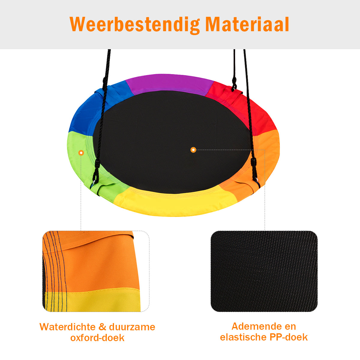 LIVSK Nestschommel - Verstelbare Hoogte 100-180 cm - Stalen Frame - Weerbestendig - Draagvermogen 150 kg - Veelkleurig