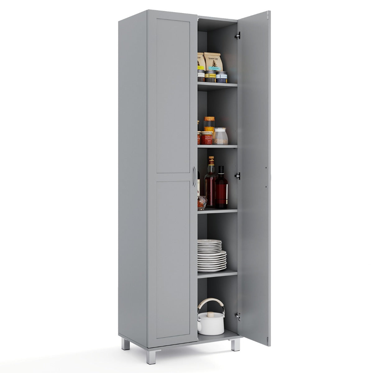 LIVSK Opbergkast - 5 Planken - Verstelbare Plank - Ultrastabiele Structuur - Voor Woonkamer/Slaapkamer - Grijs