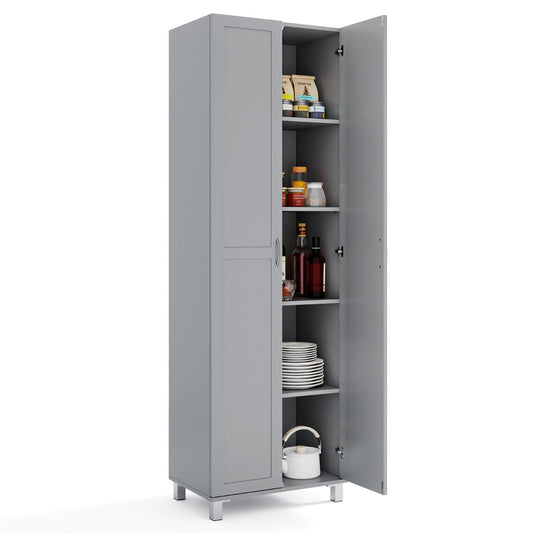 LIVSK Opbergkast - 5 Planken - Verstelbare Plank - Ultrastabiele Structuur - Voor Woonkamer/Slaapkamer - Grijs