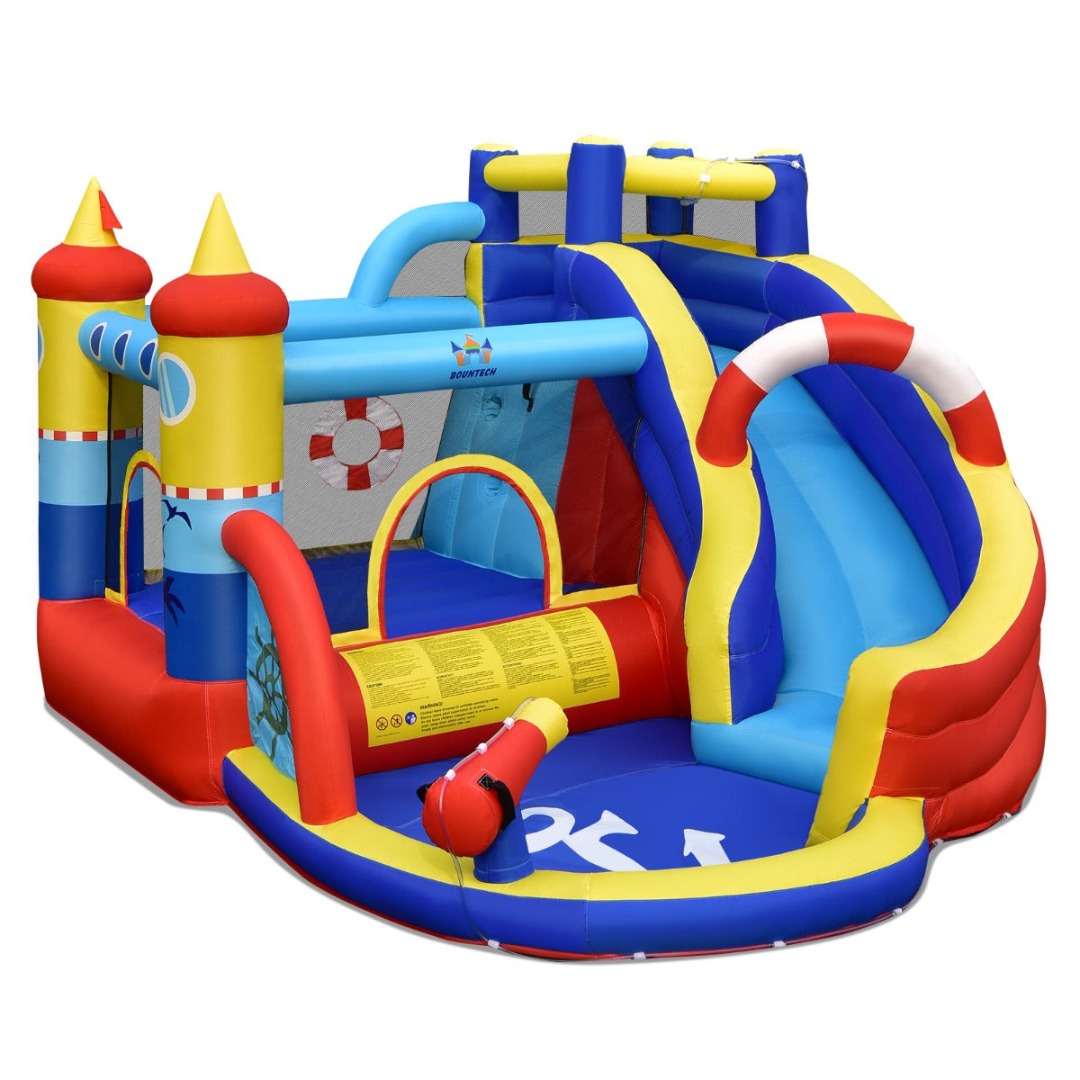 LIVSK Opblaasbaar Springkasteel - Waterpark met Glijbaan - Duurzaam Oxford-weefsel - Voor 4 Kinderen - 360 x 290 x 200 cm