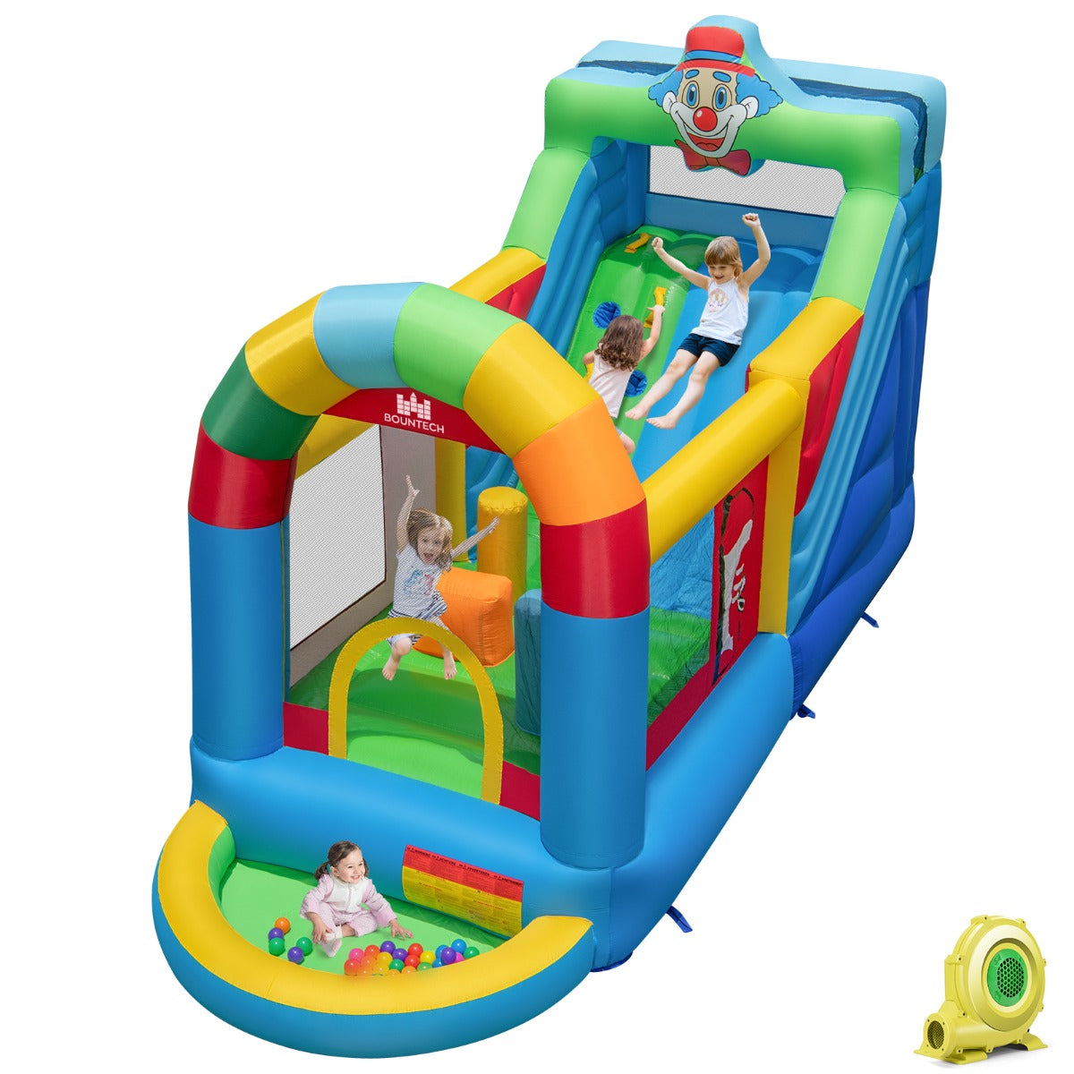 LIVSK Opblaasbaar Springkussen - Luxe Avontuur - Slijtvast Oxford-Materiaal - 735W Ventilator - Inclusief Oceaanballen -