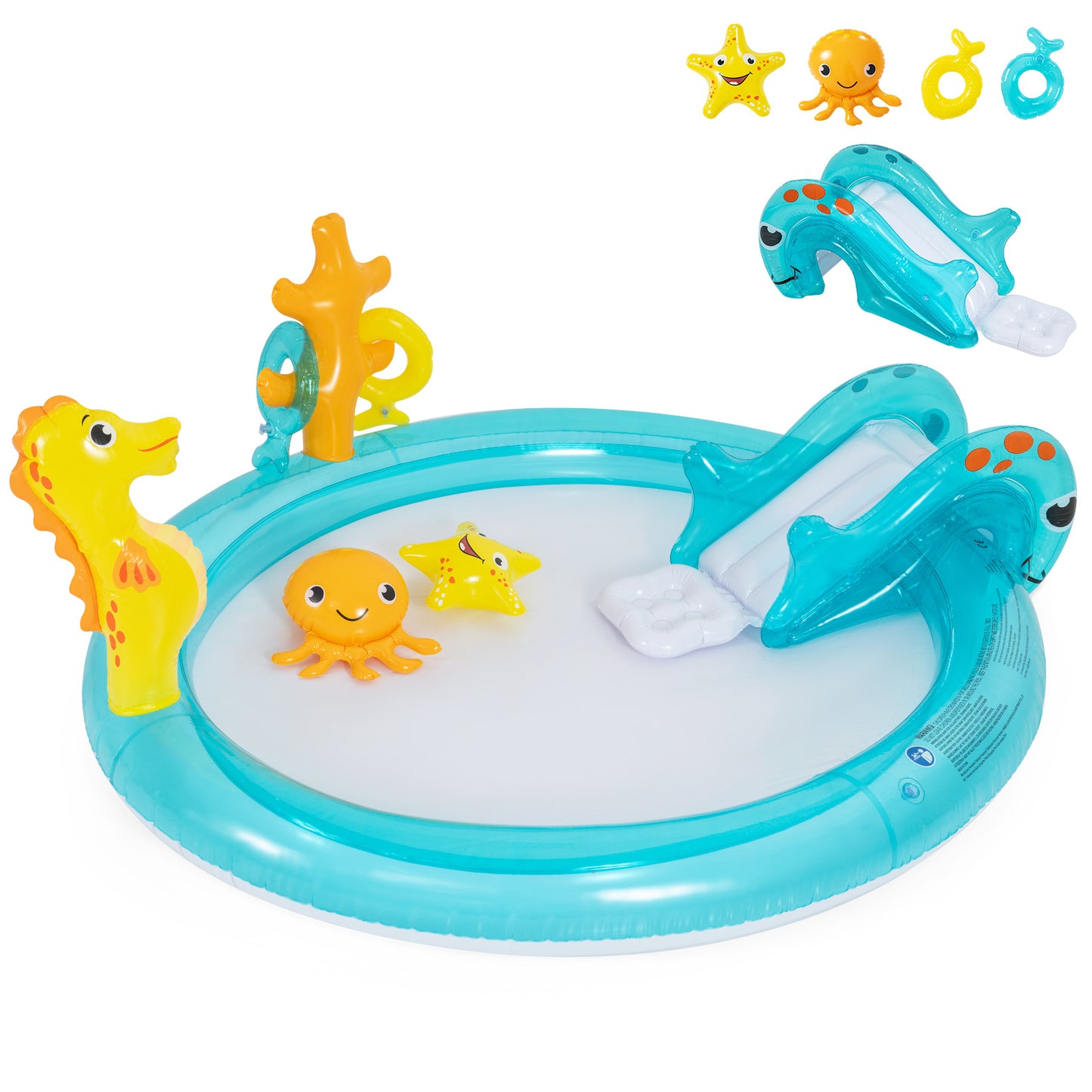 LIVSK Opblaasbaar Water Speelcentrum - Voor 2-3 Kinderen - Inclusief Glijbaan & Sproeier - Duurzaam PVC - Multikleur