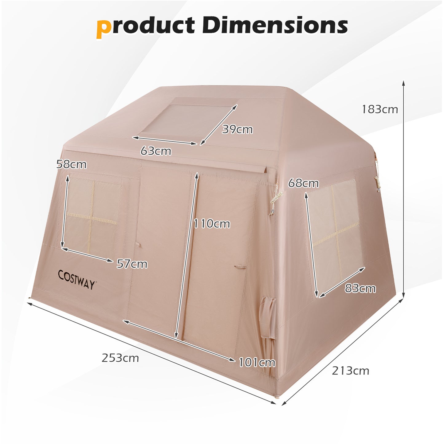 LIVSK Opblaasbare Campingtent - Geschikt voor 4-6 Personen - Snelle Opbouw - Waterafstotend - Ruime Binnenruimte - Khaki