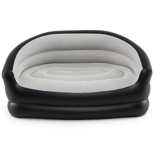 LIVSK Opblaasbare Loveseat - Ergonomisch Ontwerp - Snelle Opblaastijd - Tot 150 kg - Voor 2 Personen - Grijs + Zwart