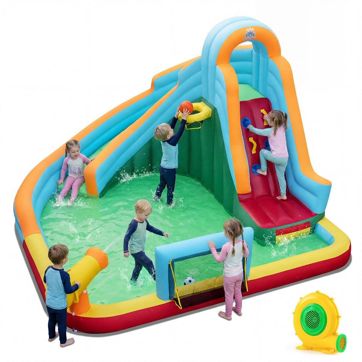 LIVSK Opblaasbare Waterspeeltuin - Voor Kinderen 3-12 Jaar - Inclusief Oceaanballen en Sportartikelen - Eenvoudige Opbouw -