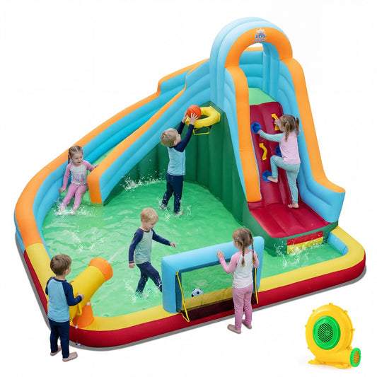LIVSK Opblaasbare Waterspeeltuin - Voor Kinderen 3-12 Jaar - Oxford Materiaal - Inclusief Oceaanballen en Sportballen -