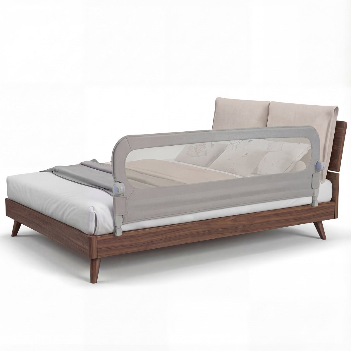 LIVSK Opklapbaar Bedhek - 3-Hoogteverstelling - Veilig U-Vormig Frame - Afneembare Oxfordstof - Grijs/Wit