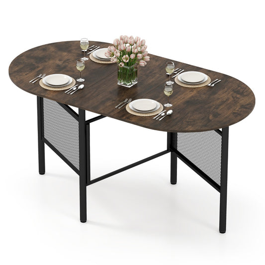 LIVSK Opklapbare Eettafel - 3-in-1 Ontwerp - Verstelbare Poten - Robuust Metaal - Voor 6-8 Personen - Bruin en Zwart