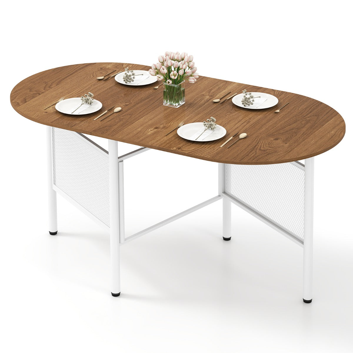 LIVSK Opklapbare Eettafel - Ruimtebesparend Ontwerp - 3-in-1 Gebruik - Robuust Metaal - Bruin/Zwart