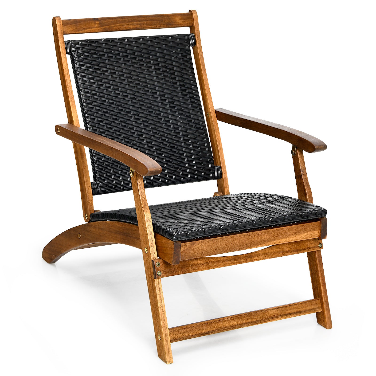 LIVSK Opklapbare Tuinligstoel - Ergonomische Rugleuning - Uitschuifbare Voetensteun - Acaciahout - Tot 160 kg - Gemengd Bruin