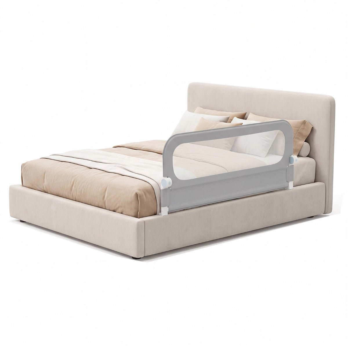 LIVSK Opvouwbaar Bedhekje - Verstelbaar 80-180 cm - U-vormig Frame - Afneembare Oxford-stof - Grijs/Wit