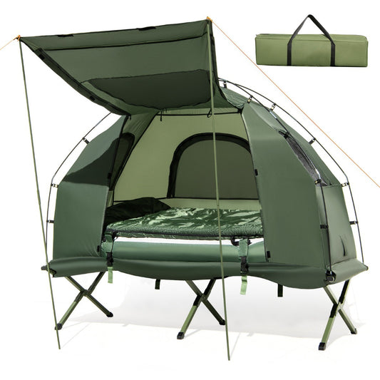 LIVSK Opvouwbaar Campingtentbed - Inclusief Luchtmatras en Slaapzak - Waterdicht en Draagbaar - Voor 1 Persoon - Groen