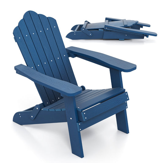 LIVSK Opvouwbare Adirondack-Stoel - Weerbestendig HIPS - Ergonomische Zitting - Snel Opvouwbaar - Marineblauw