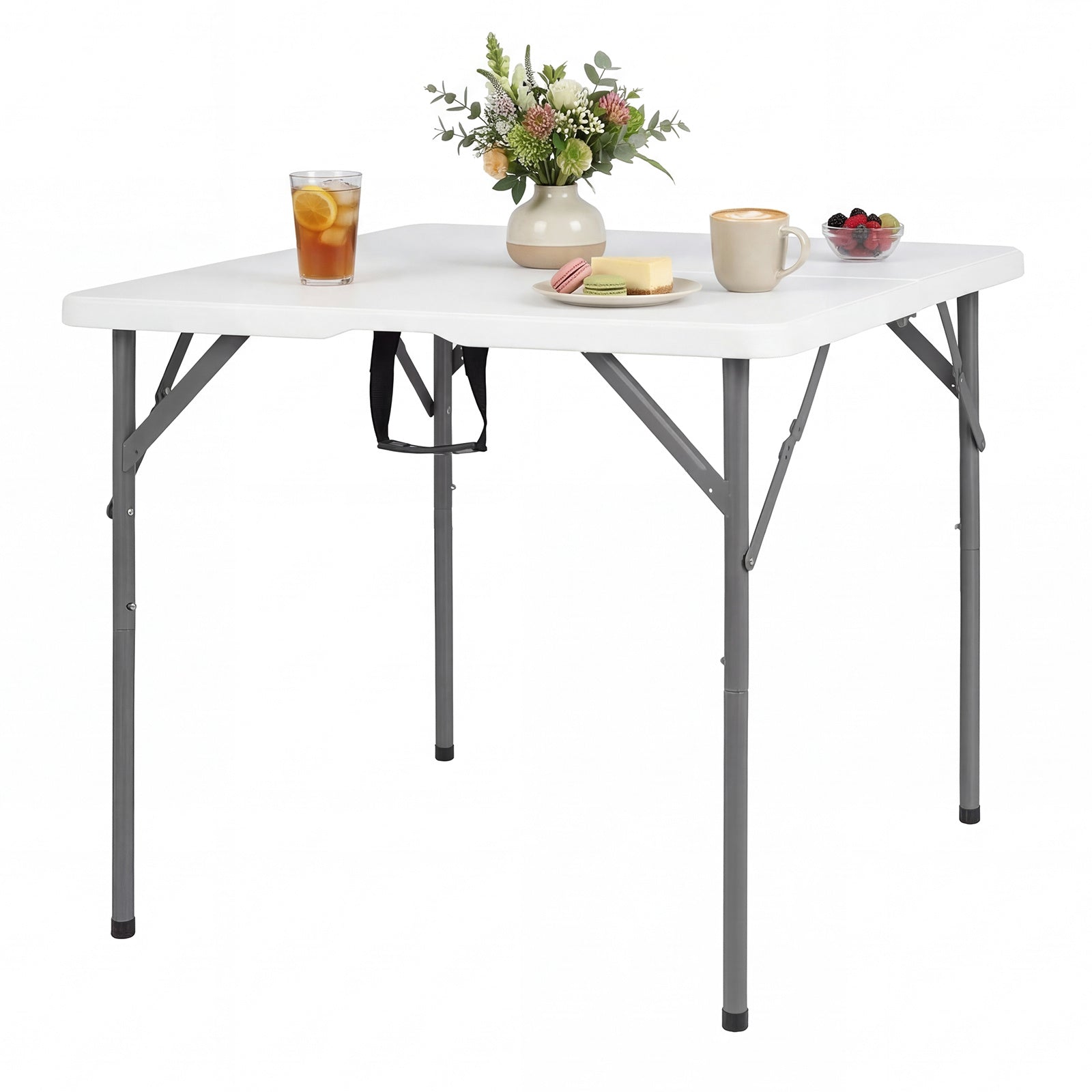 LIVSK Opvouwbare Campingtafel - HDPE Tafelblad - Stabiel Metalen Frame - Ideaal Voor Buitenactiviteiten - Wit