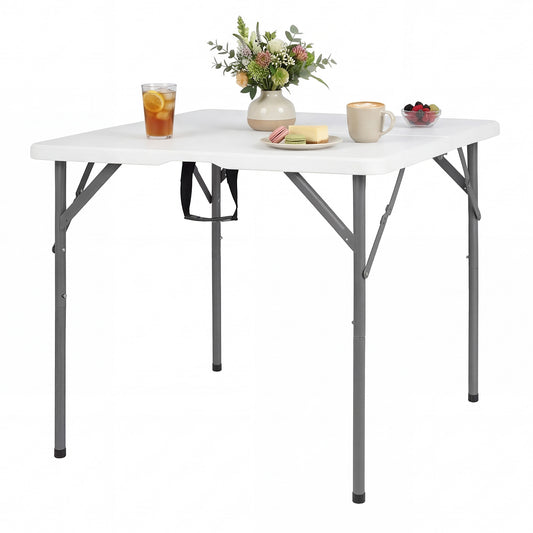 LIVSK Opvouwbare Campingtafel - HDPE Tafelblad - Stabiel Metalen Frame - Ideaal Voor Buitenactiviteiten - Wit