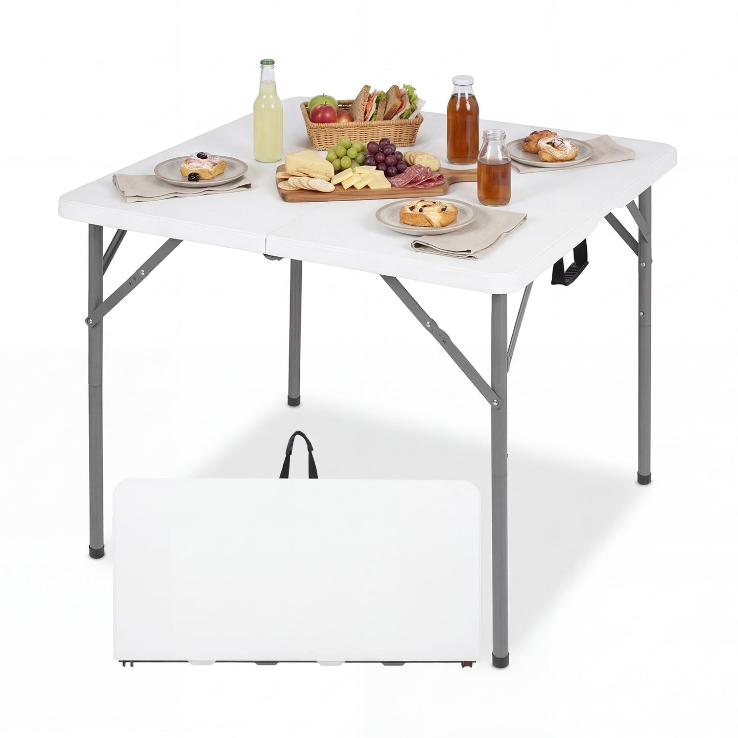 LIVSK Opvouwbare Campingtafel - HDPE Tafelblad - Stabiel Metalen Frame - Ideaal Voor Buitenactiviteiten - Wit