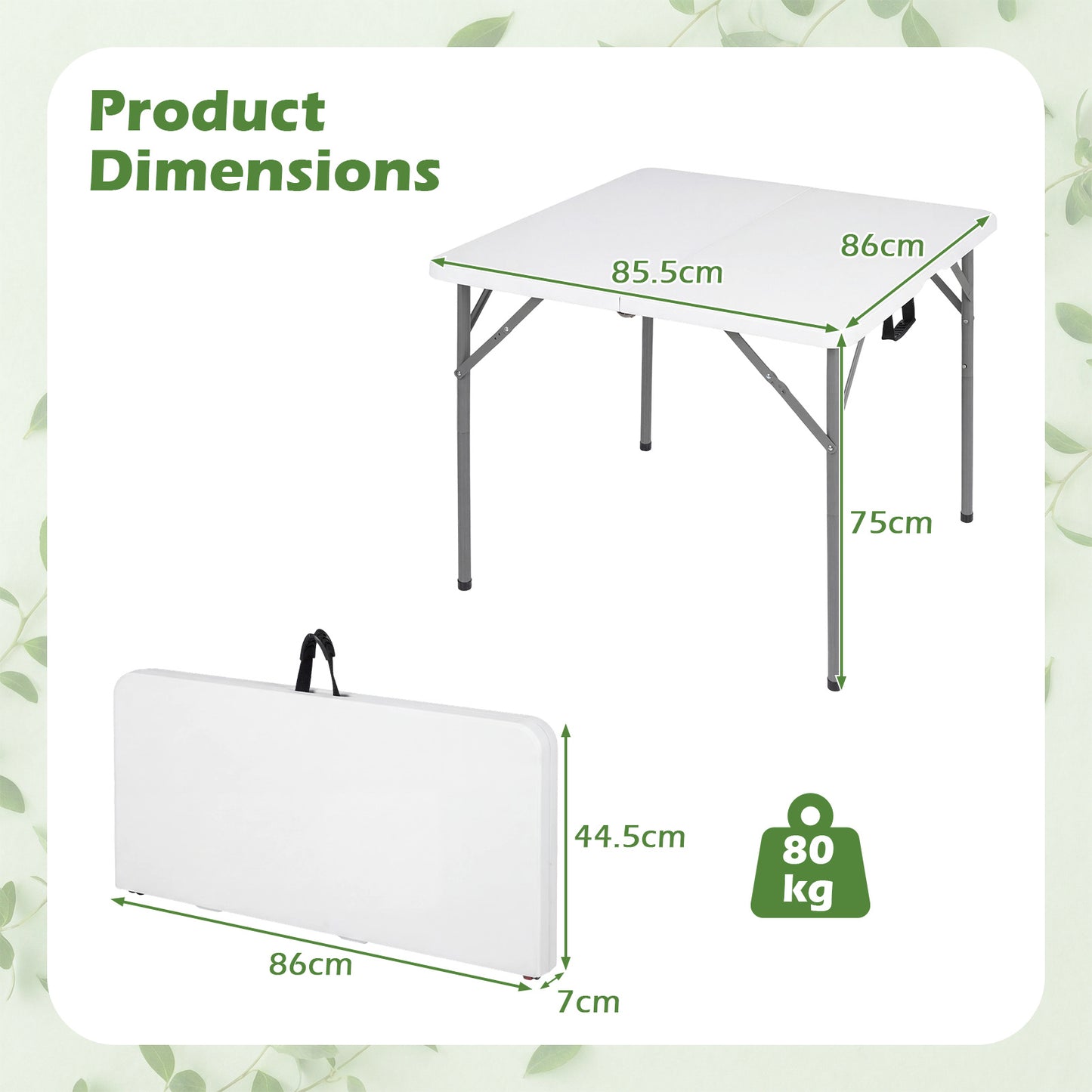LIVSK Opvouwbare Campingtafel - HDPE Tafelblad - Stabiel Metalen Frame - Ideaal Voor Buitenactiviteiten - Wit