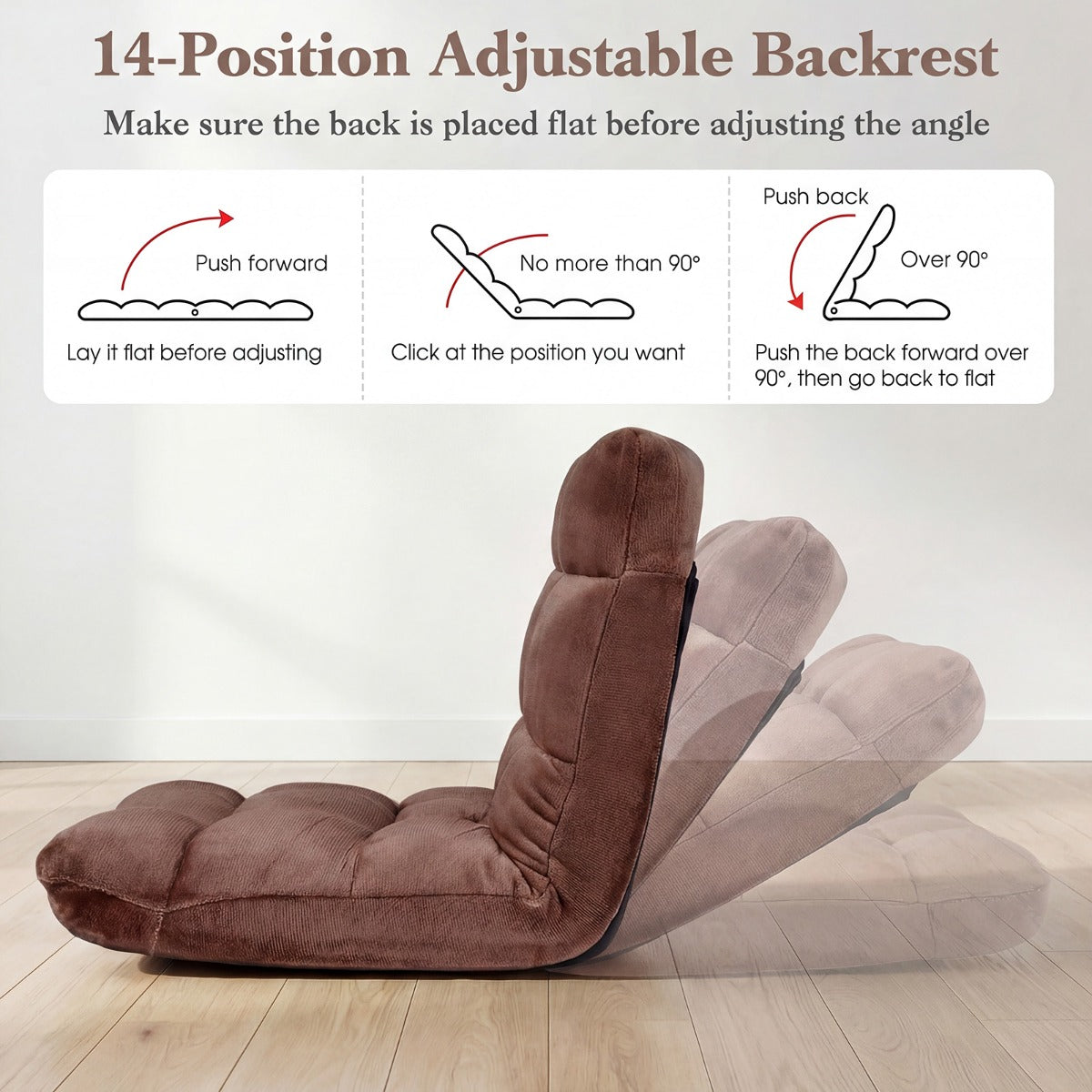 LIVSK Opvouwbare Fauteuil - 14 Standen Verstelbare Rugleuning - Koraalkleurig Fluweel - Stevig Metalen Frame - Ruimtebesparend