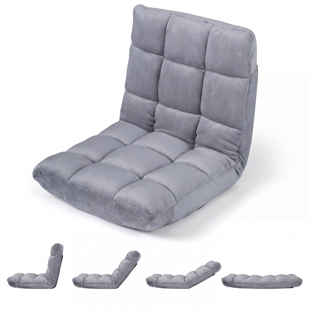 LIVSK Opvouwbare Fauteuil - 14 Verstelbare Standen - Koraalkleurig Fluweel - Antislip Frame - Ruimtebesparend Ontwerp