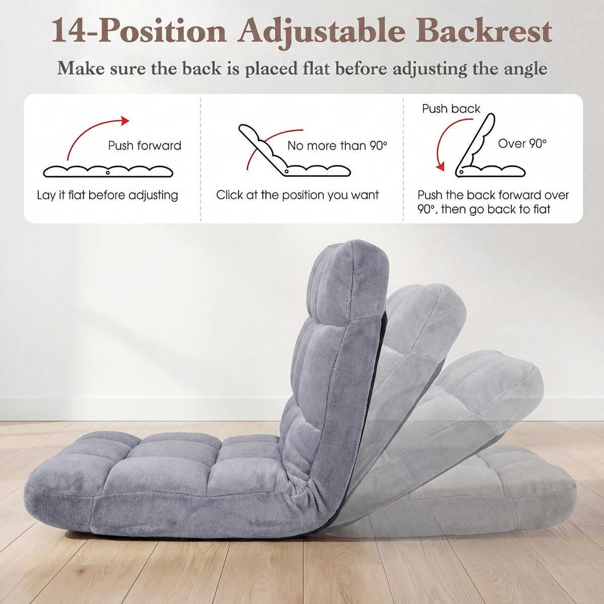 LIVSK Opvouwbare Fauteuil - 14 Verstelbare Standen - Koraalkleurig Fluweel - Antislip Frame - Ruimtebesparend Ontwerp