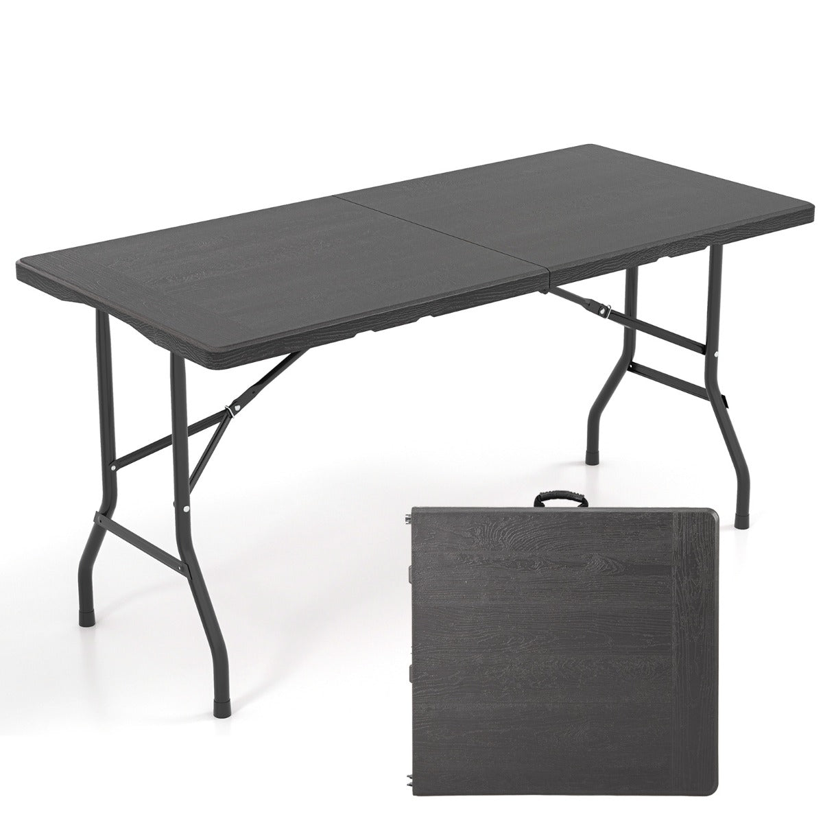 LIVSK Opvouwbare Picknicktafel - Compact Ontwerp - Duurzaam HDPE - Hoog Draagvermogen 180 kg - Voor 4-6 Personen - Zwart/Wit