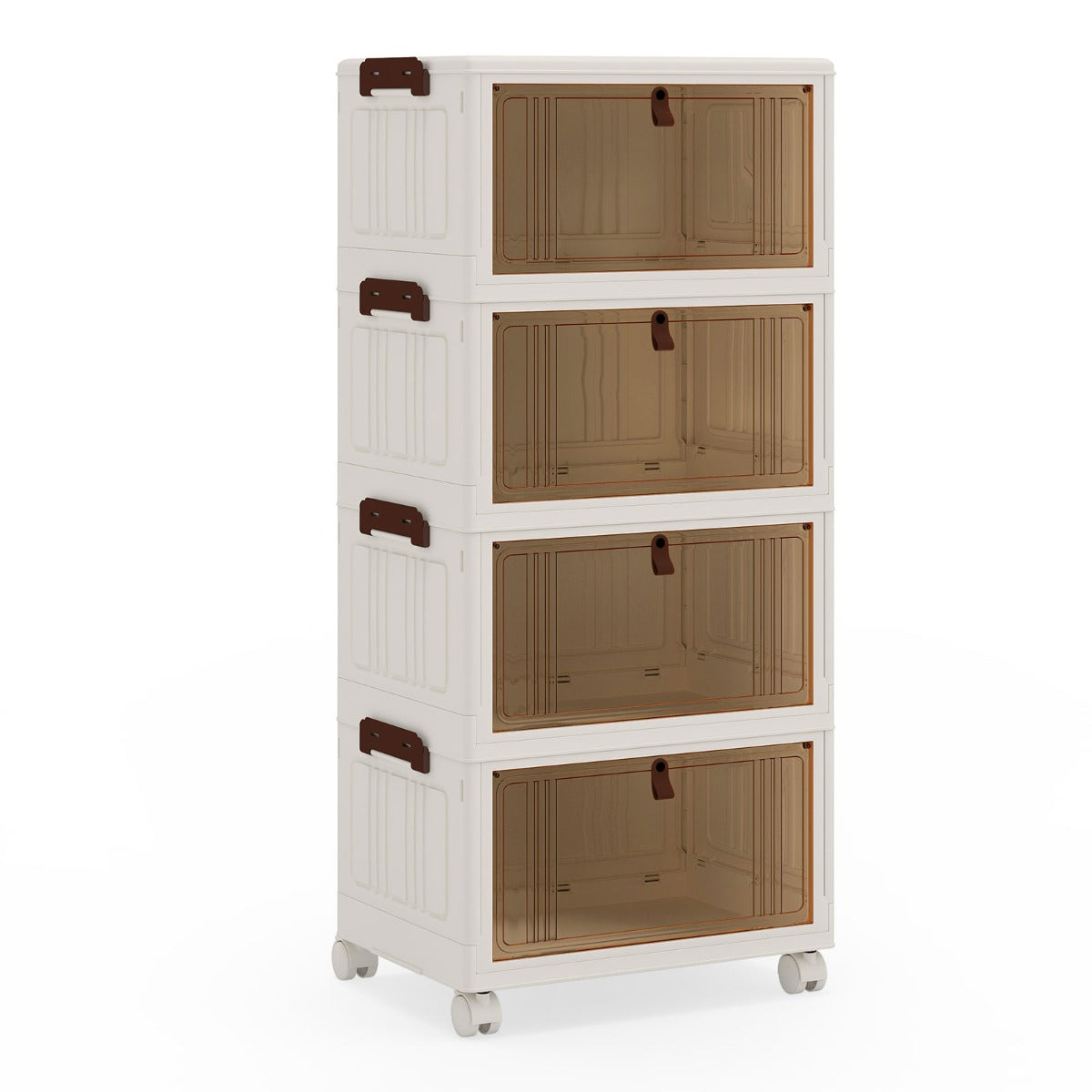 LIVSK Opvouwbare Schoenenkast - 4 Niveaus - Eenvoudige Montage - Vergrendelbare Wielen - Wit