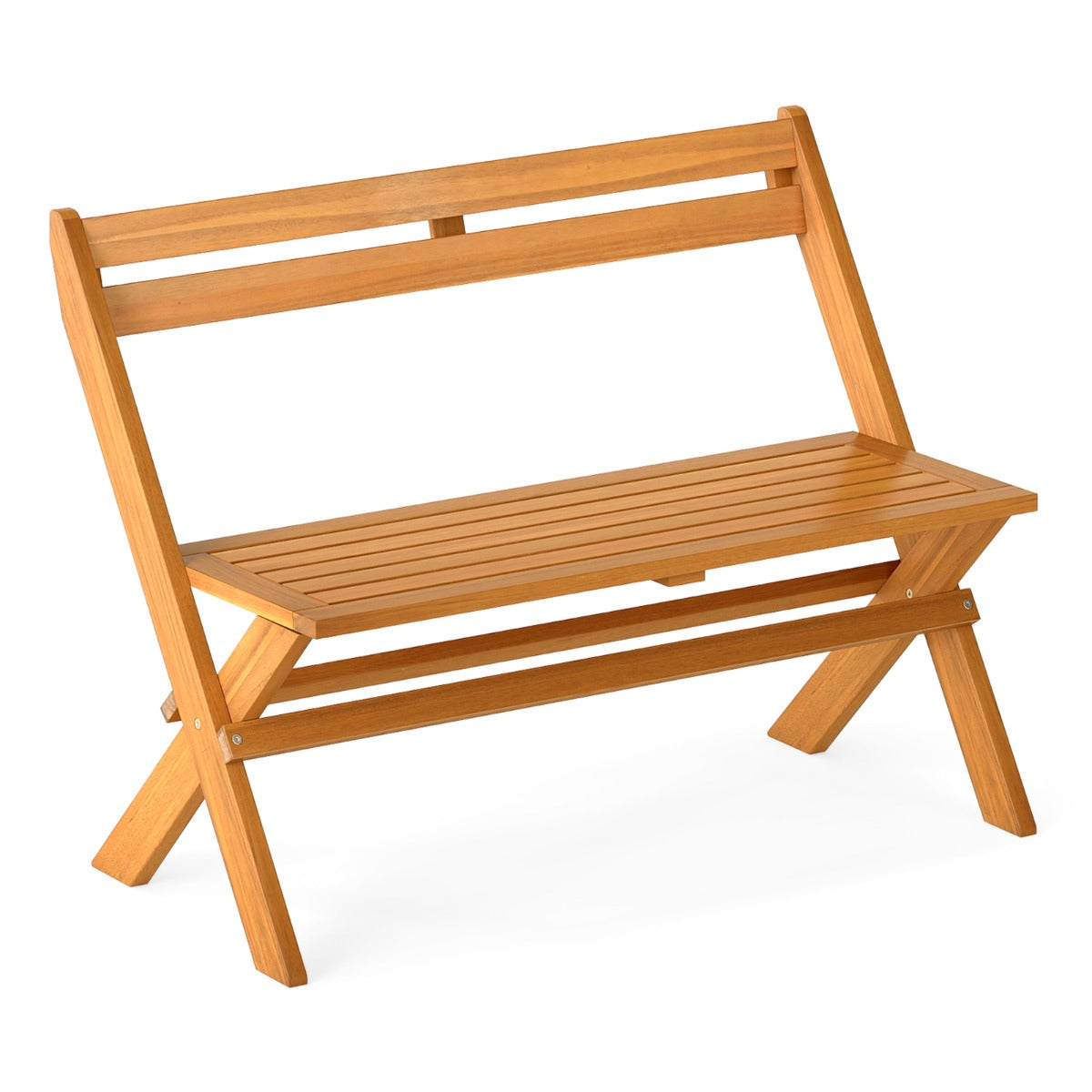 LIVSK Opvouwbare Tuinbank - Massief Acaciahout - Voor 2 Personen - Ruimtebesparend Ontwerp - Draagvermogen 360 kg - Naturel