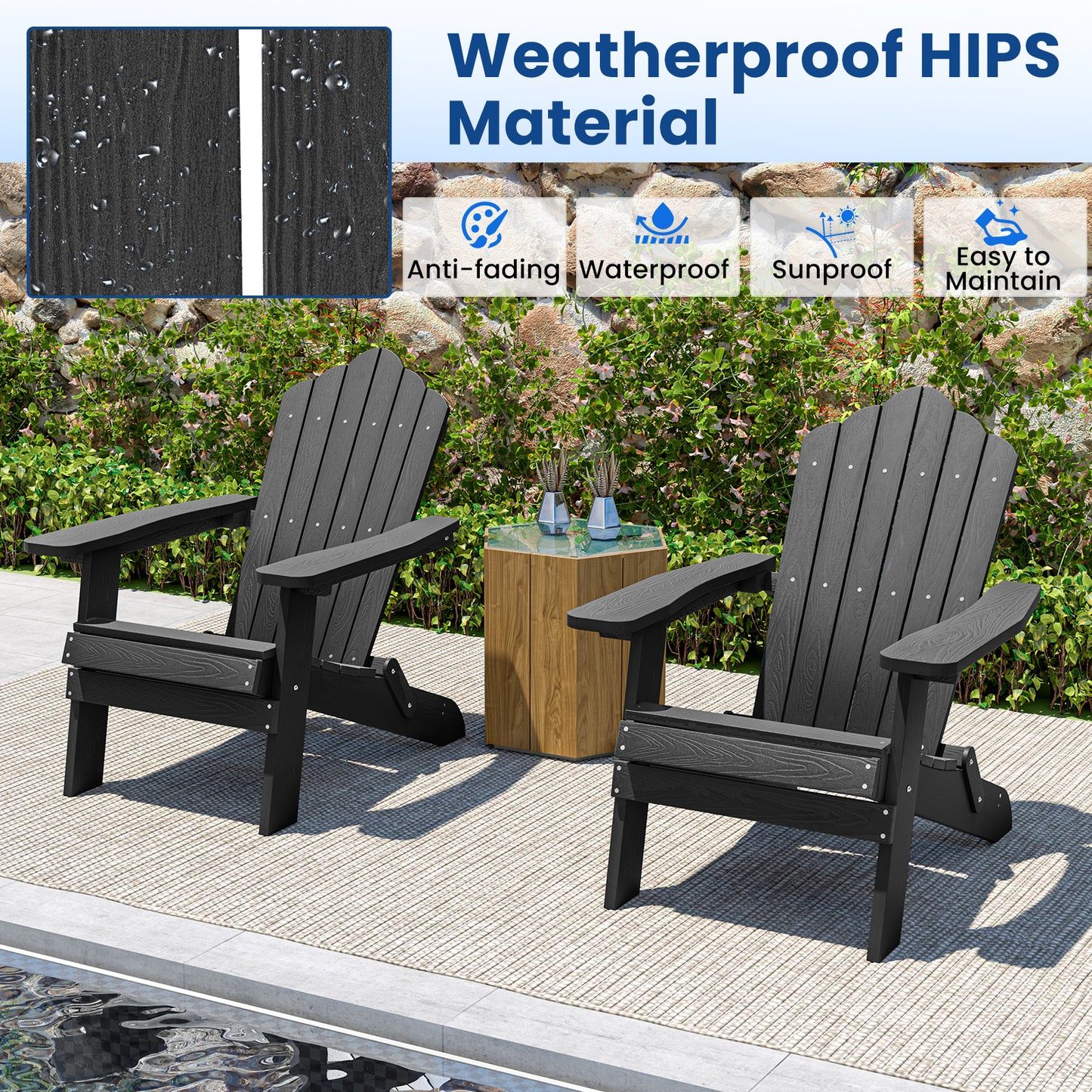 LIVSK Opvouwbare Tuinstoel - Hoogwaardig HIPS Materiaal - Ergonomisch Ontwerp - Eenvoudig Op te Vouwen - Grijs