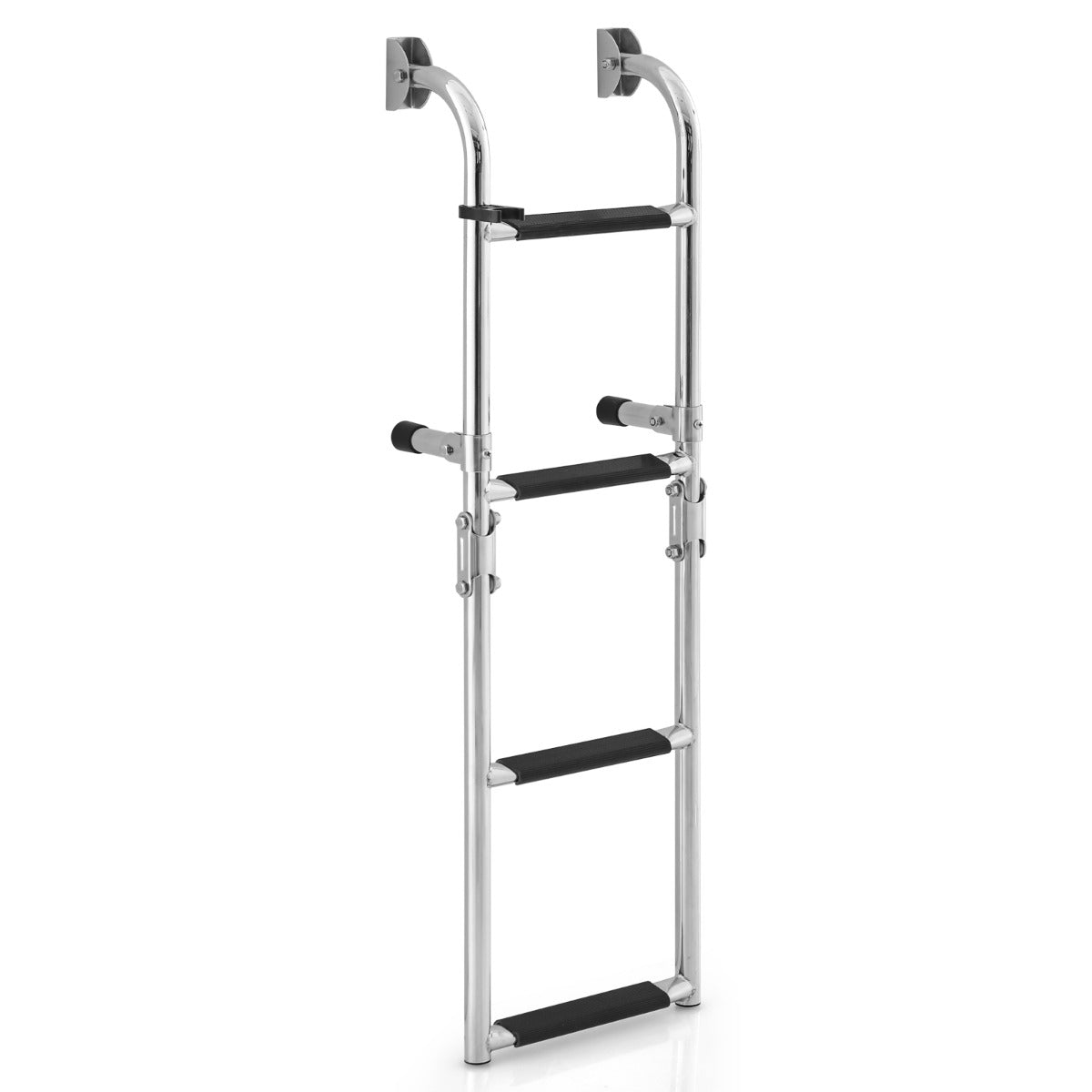 LIVSK Opvouwbare Zwembadtrap - Roestvrij Staal - Anti-slip PVC Treden - Eenvoudige Montage - Tot 200 kg - Zilver