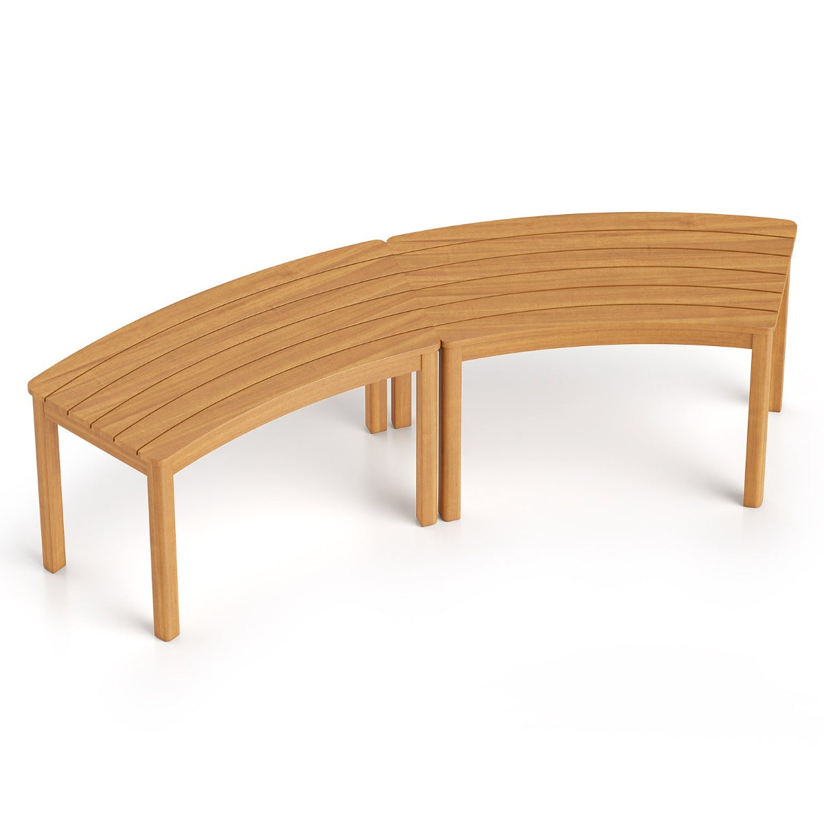 LIVSK Outdoor Terrasbank - Massief Acaciahout - Slank Gebogen Ontwerp - Ademend Comfort - Draagvermogen 180 kg - Naturel