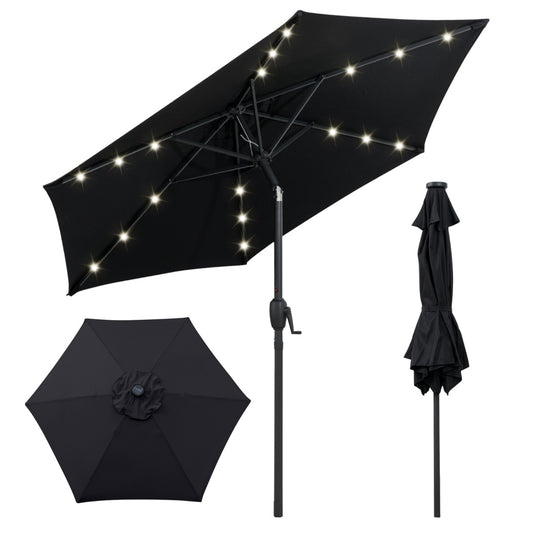 LIVSK Parasol 230 cm - Geventileerd Polyester - LED Verlichting - Kantelmechanisme - Eenvoudig Op te Bergen - Beige